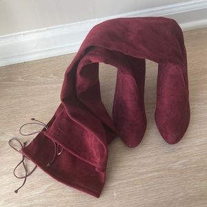 Charlotte Russe burgundy thigh-high boots, size 8